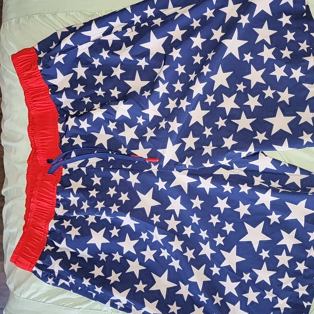 American flag swim trunks